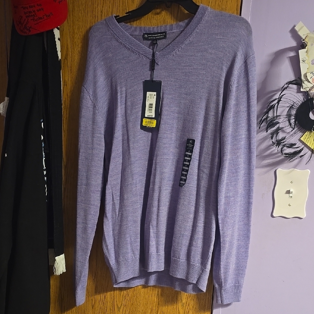 Hart Schaffner Marx Purple V-Neck Sweater